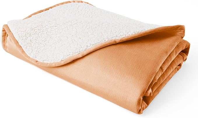 Bigbeer Waterproof Dog Blankets for Medium Dogs, Washable Pet Blanket for Indoor Cats, Plush Sherpa Puppy Throw Furniture Protector for Bed Couch Sofa(30"x40",M,Orange)