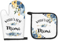 Mimi Gifts Oven Mitts and Pot Holders Sets, Gifts for Mimi from Grandkids Kitchen Decor Accessories Sets, World’s BestMimi Heat Resistant Oven Glove Potholders for Kitchen Cooking Baking BBQ