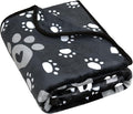 AHOOCUSTOM Dog Blanket, Soft Fleece Dog Blankets for Extra Large Dogs, Fluffy Flannel Pet Cat Puppy Blanket Mat Cover for Bed Couch, Cute Paw Print Throw Blanket for Dogs, Black 80"X60"