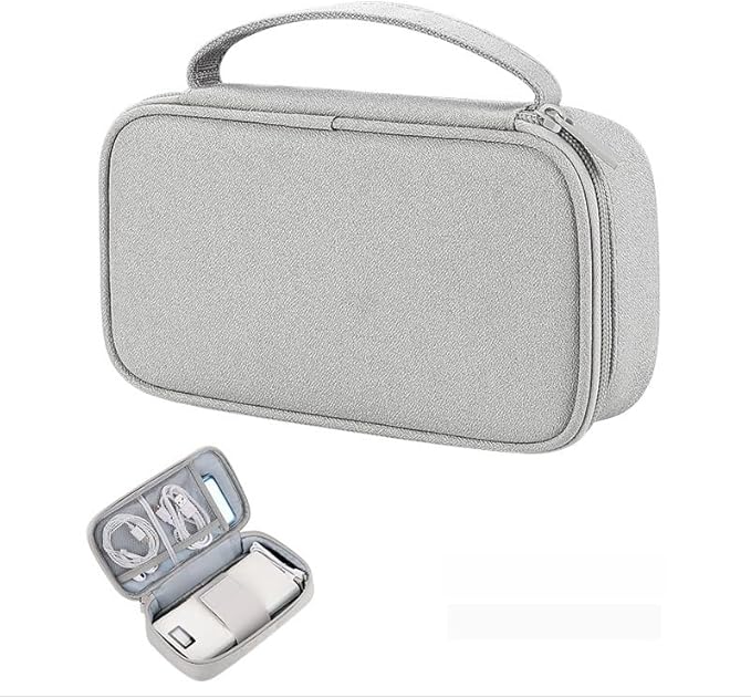 Portable Tech Accessories Organizer – Travel Cable, Charger, and Gadget Storage Carrying Case Navy Blue, Black and Grey (Light Gray)