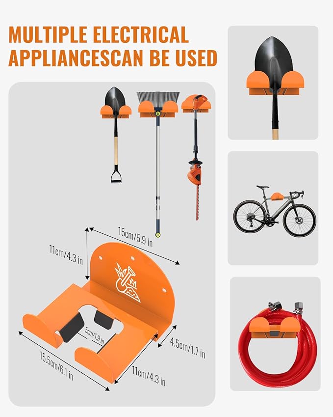 Weedeater Rack & Garden Tool Hanger - 4 Pack - 180LB Heavy-Duty Alloy Steel Wall Mount Set, for Stihl Power Tools, Grass Trimmer, Garden Tools, Space-Saving Storage for Garage, Shed, Workshop