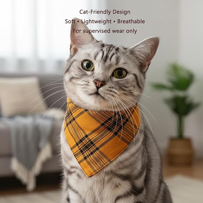 Small Dog Bandana,Soft Cotton Pet Triangle Scarf for Small Dogs & Cats,Lightweight Tie-On,Pet Photo Prop,Cute Holiday Dog Bandana 2 Pack (Orange)