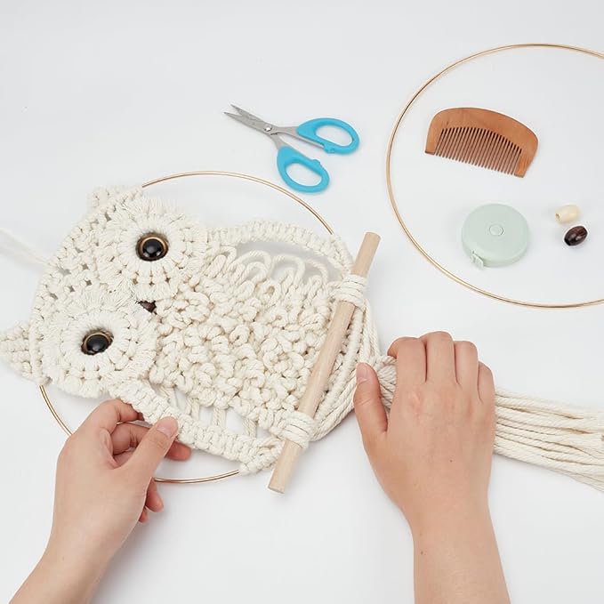ORIGACH DIY Macrame Owl Wall Hanging Tapestry Kit Owl Macrame Kit for Beginner Boho Handmade Woven Macrame Wall Hanging Decor for Living Room Bedroom