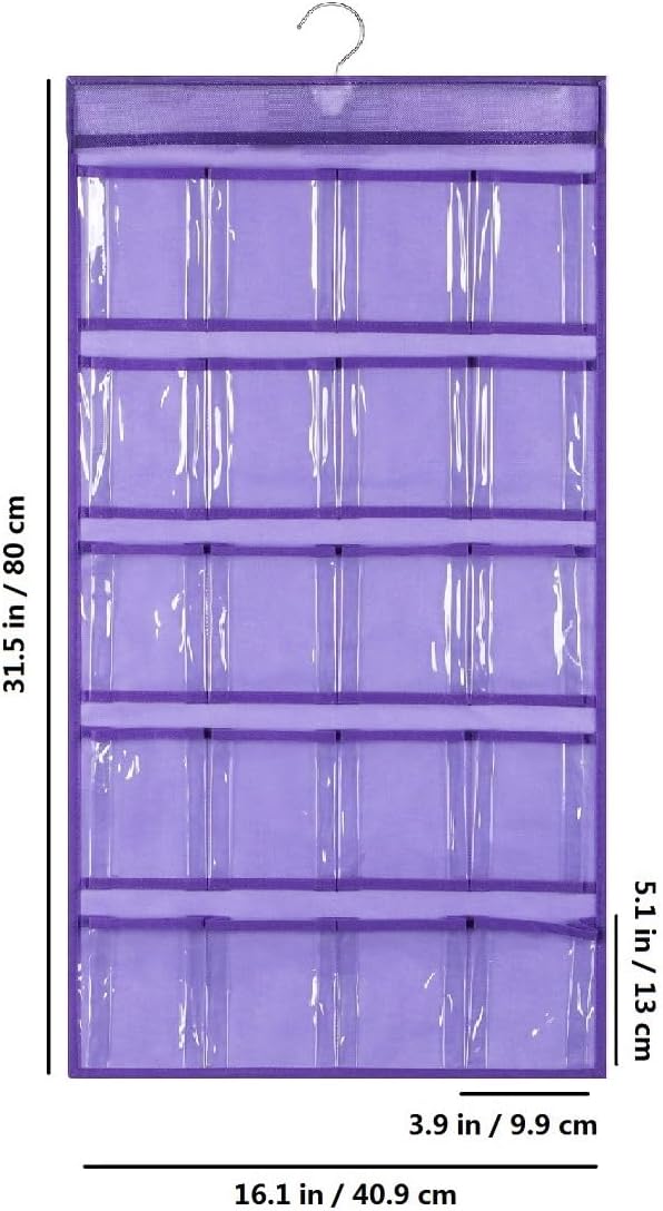 TEMUORG 2 Pcs Sunglasses Organizer Storage Sunglass Holder for Wall Hanging Eyeglass Organizer for Multiple Glasses with 40 Clear Slots (PURPLE)