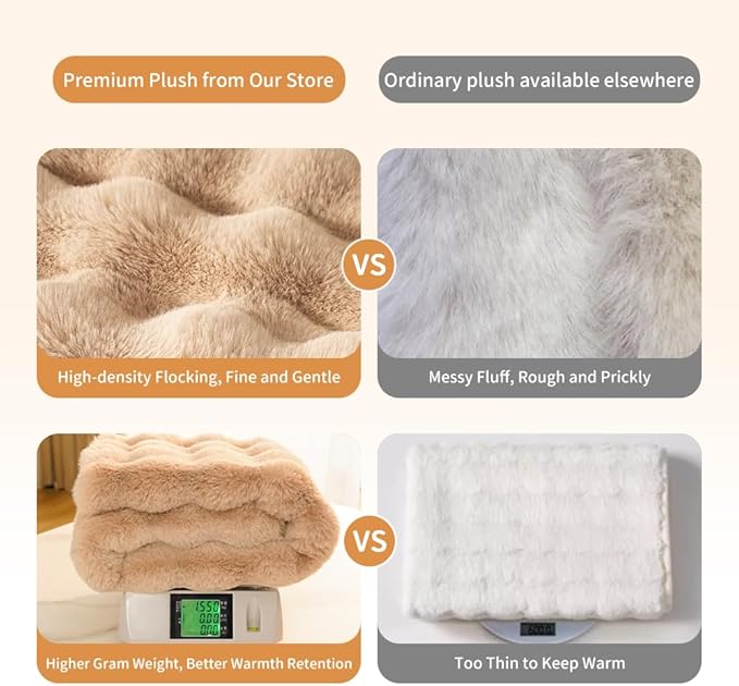 SOMAHE Dog Blanket Self-Warming Throw for Medium & Large Dogs, Dual-Side Sherpa Plush, Thick Crate Bed Cover & Car Seat Mat, Anti-Static Machine Washable No Shrink, 39x30 Inch Coffee