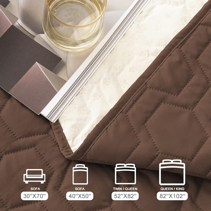 Tcksstex Waterproof and Anti-Slip Dog Bed Cover and Pet Blanket Sofa Pet Bed Mat ，car Incontinence Mattress Protectors Furniture Couch Cover for Most Cats Dogs, Pets（82x102-Chocolate）