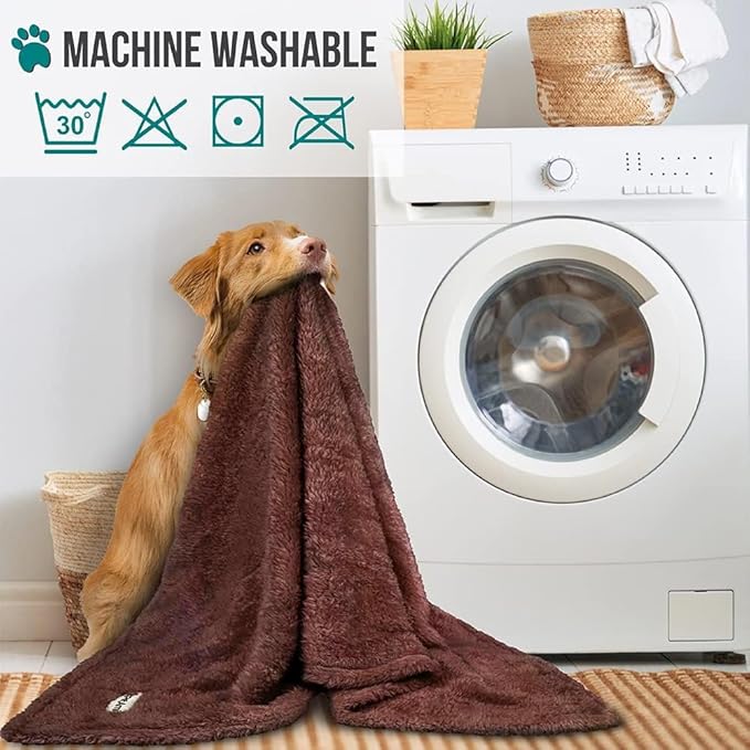 PetAmi Dog Blanket for Large Dogs, Brown Fluffy Soft Sherpa Fleece for Puppies and Kittens, Calming Pet Throw for Bed, Washable Sofa Couch Cover, X-Large 60x80