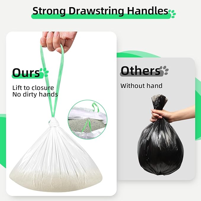 KropBom Cat Litter Box Liners, 20 Count - 41" x 19" Large Extra Durable Litter Pan Bags with Drawstring - Heavy Duty Liner Bags for Pet Litter Tray (Unscented)