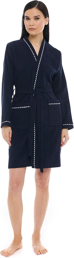 Seritaine Short Robes for Women, 100% Turkish Cotton Womens Robe, Luxury, Terry Cloth Long Spa Bathrobe