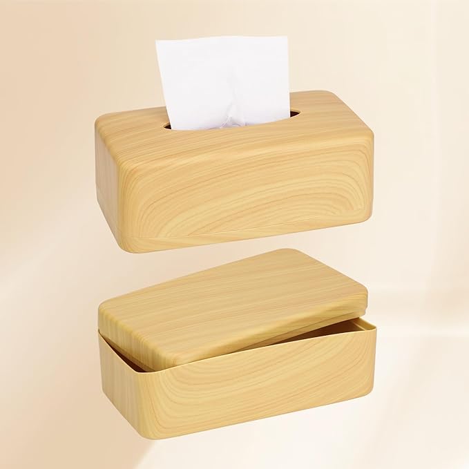 MOCHTERO Modern Tissue Box Cover,Rectangular Wood Grain Finish Tissue Holders,for Bathrooms,Bedroom, Dinner Table,Living Room,Office