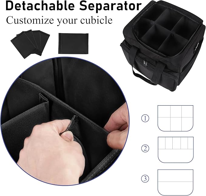 LOTCAIN Cable Organizer Bag,Cable Management Box Cord Organizer Case,Electronics Cord Storage Bag with Adjustable Divider Large Cable Storage Bag Carrying Case for Cable, Cord,Power Strip