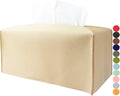 Extra Large Rectangle Tissue Box Cover – Plus Size Tissue Box Holder with Bottom Belt [JESMINI, Beige] Faux Leather Long Rectangular Tissue Holder for Bathroom/Home/Car/Office Decor