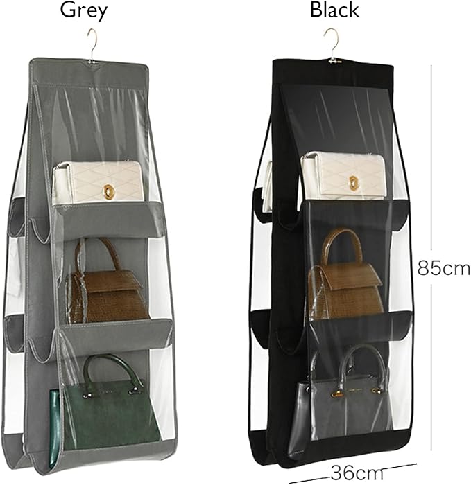 ST-BEST-P Handbag Storage Hanging Purse Organizer Bedroom Organization Dust-Proof Holder Bag for Wardrobe Closet (Black-2Pack)