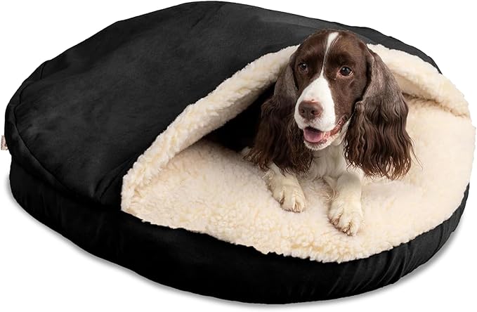 Snoozer Luxury Microsuede Cozy Cave Pet Bed, Small,Black