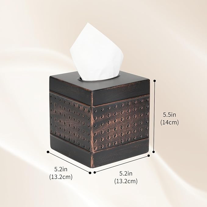 DSNMYO Industrial Style Tissue Box Cover, Tissue Holder, Square Box Covers,for bedrooms, Offices, bathrooms, Living Rooms etc.(Bronze)