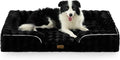 COZY KISS Orthopedic Dog Bed for Extra Large Dog, Soft and Warm Faux Fur Sofa for Giant Pet Up to 150 lbs, Foam Bolster Anti-Slip Couch with Washable Removable Cover, XXL 48x35x8 inch, Black