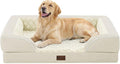 Casa Paw Orthopedic Dog Beds for Large Sized Dogs, Waterproof Memory Foam Large Pet Bed with Sides 36x27Inch, Non-Slip and Egg-Crate Foam Big Dog Couch Bed with Removable Washable Cover, Beige