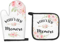 Memere Gifts Oven Mitts and Pot Holders Sets, Gifts for Memere from Grandkids Kitchen Decor Accessories Sets, World’s Best Memere Heat Resistant Oven Glove Potholders for Kitchen Cooking
