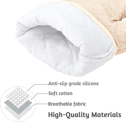 4Pcs Oven Mitts and Pot Holders Set, 572F Heat Resistant Oven Glove, Soft Cotton Lining with Non-Slip Surface for Kitchen Baking BBQ (Apricot)