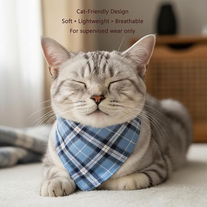 Small Dog Bandana,Soft Cotton Pet Triangle Scarf for Small Dogs & Cats,Lightweight Tie-On,Pet Photo Prop,Cute Holiday Dog Bandana 2 Pack (Bule)