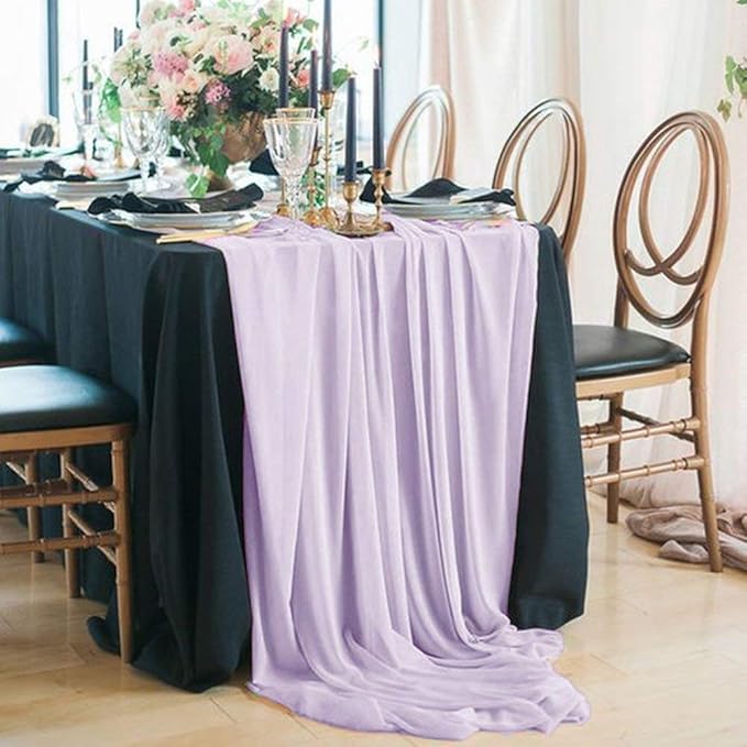 Barcelonetta | Chiffon Fabric | Decoration, Drapery Fabric | Wedding, Gender Reveal, Baby Shower, Birthday | for Arbor, Arch, Canopy, Table and Chair Decoration (Lilac, 5 Yards)