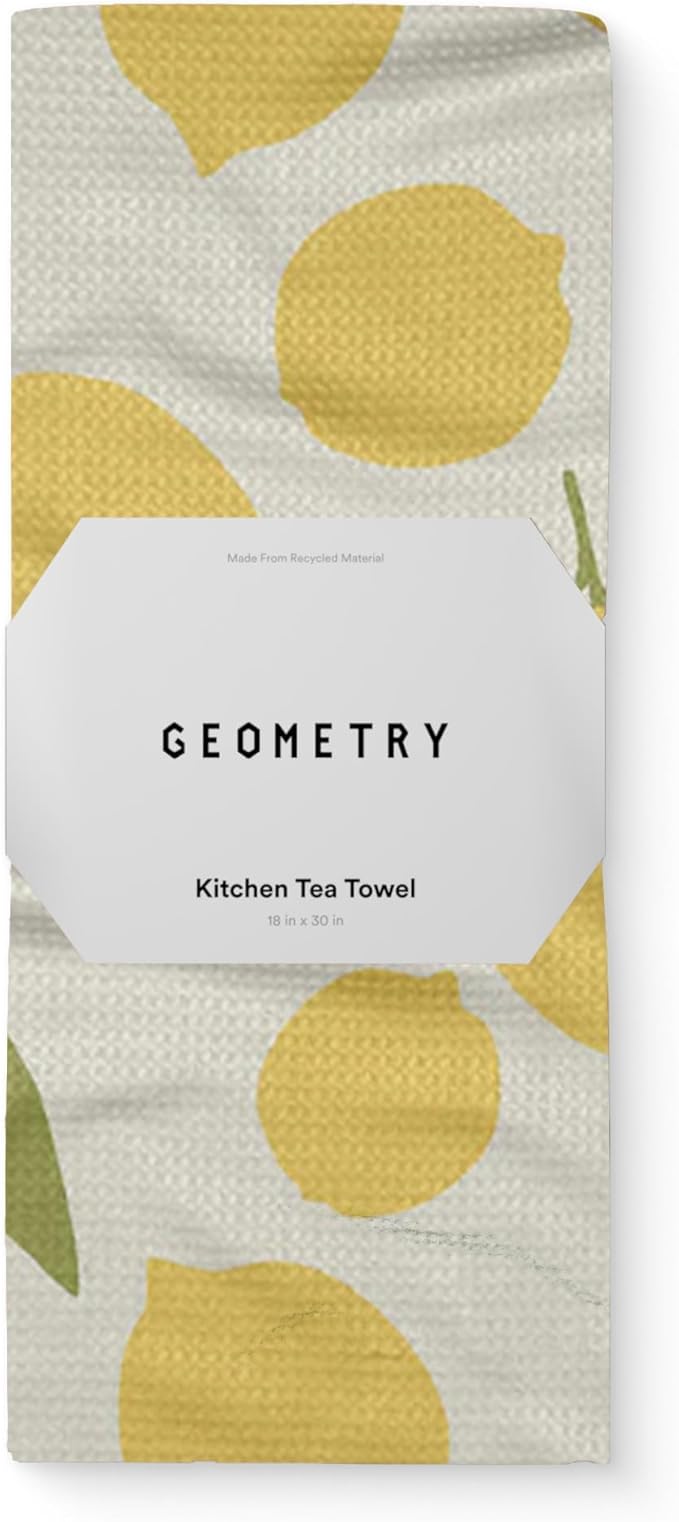 GEOMETRY Kitchen Tea Towels - Quick Dry Microfiber Dish Towels for Kitchen Sunny Lemons, 18" x 30" 1 Pack