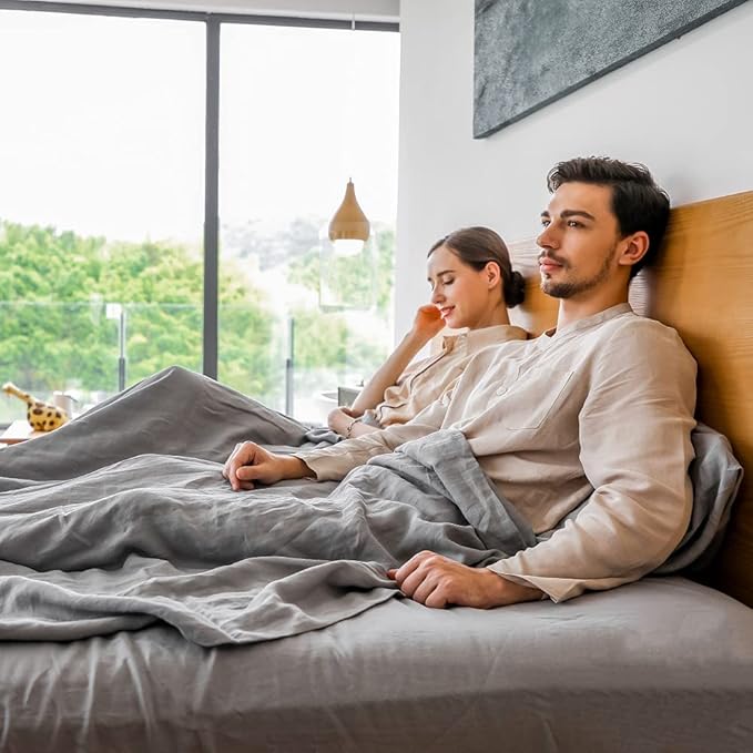 Simple&Opulence Washed Linen Bed Sheet Set Basic Style 4 Pieces (1 Flat Sheet & 1 Fitted Sheet & 2 Pillowcases) 100% Natural French Flax Soft Breathable Farmhouse Bedding (Queen, Ultimate Gray)