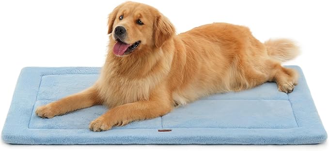 MADE 4 PETS Dog Crate Pad Bed for Large Dogs, Washable & Reversible, Anti-Slip Kennel Mat for Cozy Sleeping, Soft Fluffy Dog Bed for Indoor & Outdoor Use, 41"x29", Blue