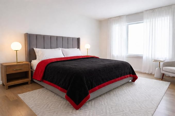 Bedding Aid Waterproof Blanket Twin Size - Sherpa Fleece Reversible Throw, Soft Warm Leak-Proof Bed & Couch Protector for Kids, Pets & Everyday Spills (Velvet Red/Obsidian Black, 65x90