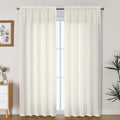 Lecloud Bessie Ivory Curtains 84 Inches Long 2 Panels, Rustic Light Filtering Faux Linen Curtains, Breathable Dual Rod Pocket Drapes for Bedroom Living Room Window Treatments, Each 50" W x 84" L