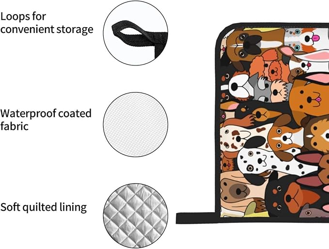 Cute Dogs Oven Mitts and Pot Holders 4 Pcs Set Oven Gloves and Potholders for Cooking Microwave BBQ Baking Grilling