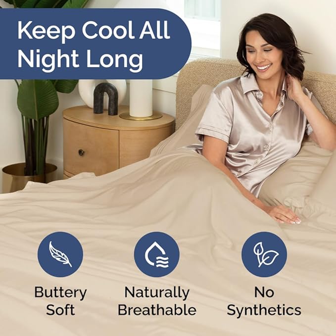 Extra Deep Pockets 400 Thread Count 100% Cotton 4 Piece Queen Size Bedding Sheet Set - Breathable & Cooling - Hotel Luxury Bed Sheets Set - Extra Soft, Wrinkle Free & Comfy Cream Bedding Sheets Set