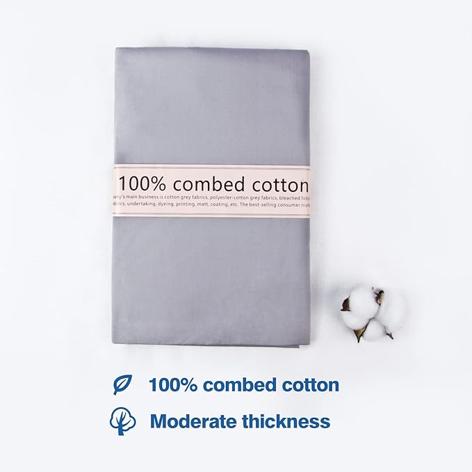 2 Yard Gray Cotton Fabric,Natural Cotton Poplin Fabric by The Yard, 59 Inches Wide 100% Cotton Fabric,Soft Embroidery Muslin Quilting Material for Sewing Material Apparel Cloth