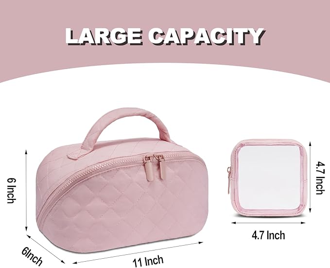 SXS LACONIC Makeup Bag,Quilted Puffer Cosmetic Bags,Travel Toiletry Bag for Women,Large Capacity Waterproof Make up Bag Set