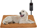 Pet Heating Pad for Cats & Dogs Indoor Outdoor, Warming Cat Heating Pad with Chew Resistant Cord, Adjustable Temperature and Time, Heated Pet Bed Mat Waterproof for Cats Dogs (Coffee, 15.7'' × 27.6'')