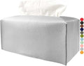 Rectangle Tissue Box Cover Silver - Normal Size Leather Rectangular Tissue Box Cover [JESMINI] Faux Leather Tissue Box Holder Long for Normal Rectangular Facial Tissue Box