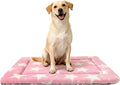 Wittop Washable Dog Bed Plush Orthopedic Outdoor Crate Mat with Non-Slip Bottom,Luxe Soft Kennel Pad for Pets, Pink (Upgraded Version-Pink-Star, Upgraded Version(L)(36.0" L x 24.0" W x 1.5" Th))