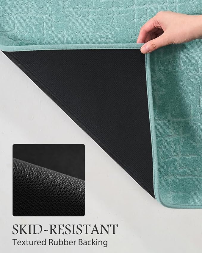 AMOAMI-Bath Mat-Absorbent Quick Dry Bathroom Floor Mats-Washable Rubber Backing Bath Mats for Bathroom Rugs Fit Under Door-Bath Rug for in Front of Sink Bathtub Shower Room, Lake 20''x32''