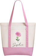 WACAR Custom Tote Bags with an External Pocket, Bulk Personalized Canvas Tote Bags, Reusable Grocery Bag for Beach, Daily Use