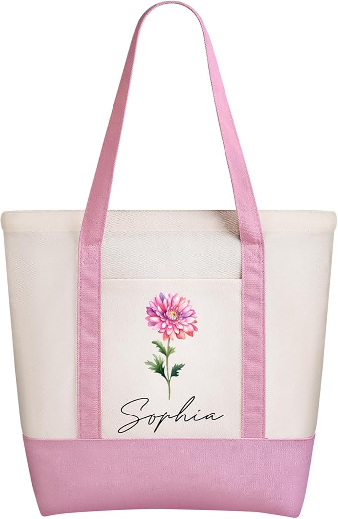 WACAR Custom Tote Bags with an External Pocket, Bulk Personalized Canvas Tote Bags, Reusable Grocery Bag for Beach, Daily Use