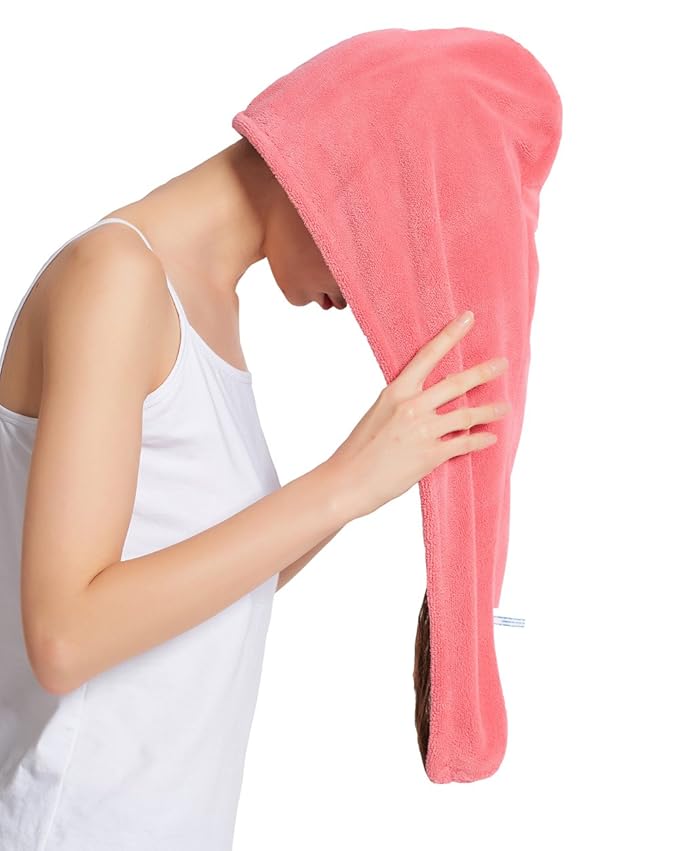 HOPESHINE Women's Soft Shower Hair Towel Twist Hair Turban Wrap Drying Cap Great Gift for Women (Rose Red 3-Pack)