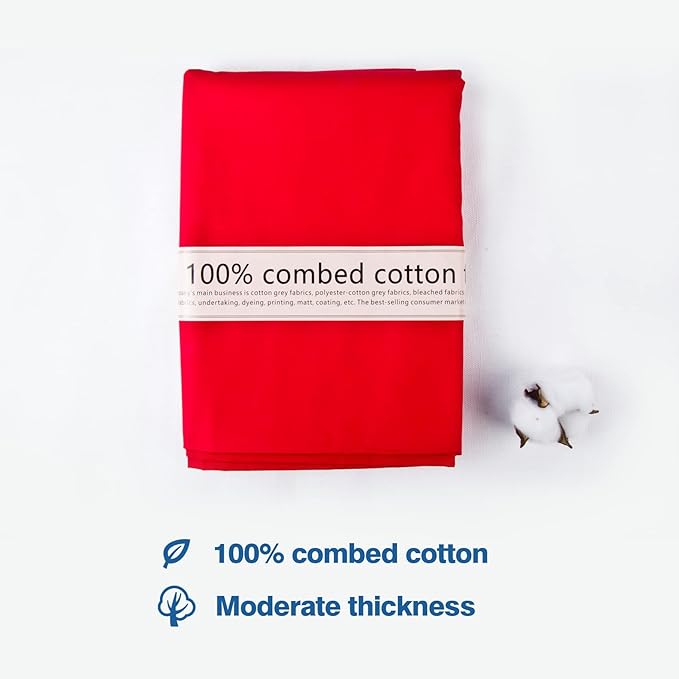 2 Yard Red Cotton Fabric,Natural Cotton Poplin Fabric by The Yard, 59 Inches Wide 100% Cotton Fabric,Soft Embroidery Muslin Quilting Material for Sewing Material Apparel Cloth
