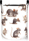 ainori Mouse Laundry Basket, Oxford Cloth Cartoon Funny Dirty Clothes Collapsible Hamper for Room Decor, Animal and White Background Print Gifts Toy Organizer 19.7*15.8 Inch for Bedroom Bathroom Dorm