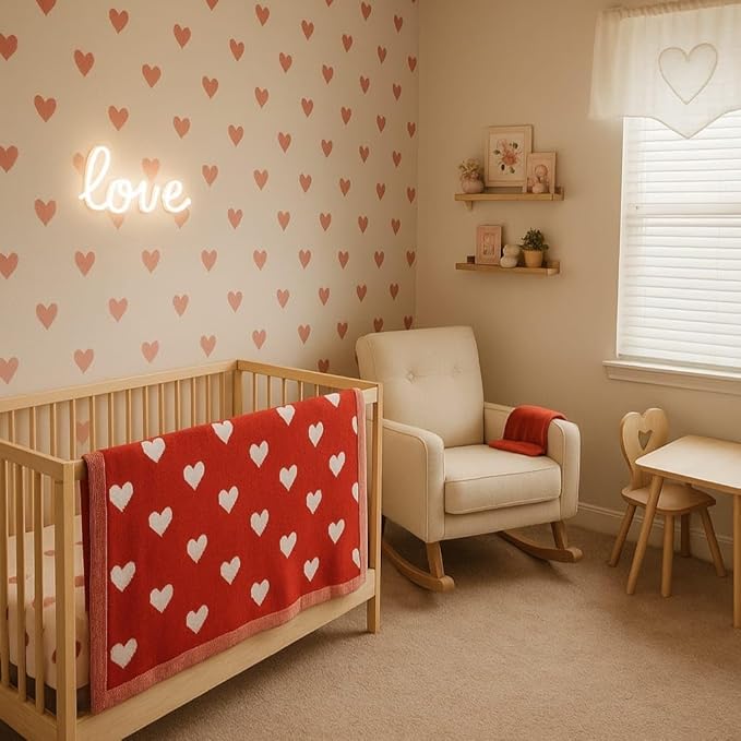 SWaddle AN Valentine Jacquard Baby Blanket, Size 30x40in, 100% Cotton Fabric, Two-Sided Breathable Throw Blanket for Boys and Girls