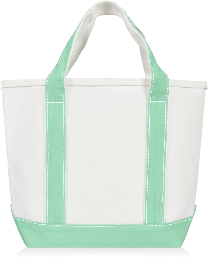 DALIX 14" Mini Small Cotton Canvas Party Favor Wedding Gift Tote Bag in Mint Green