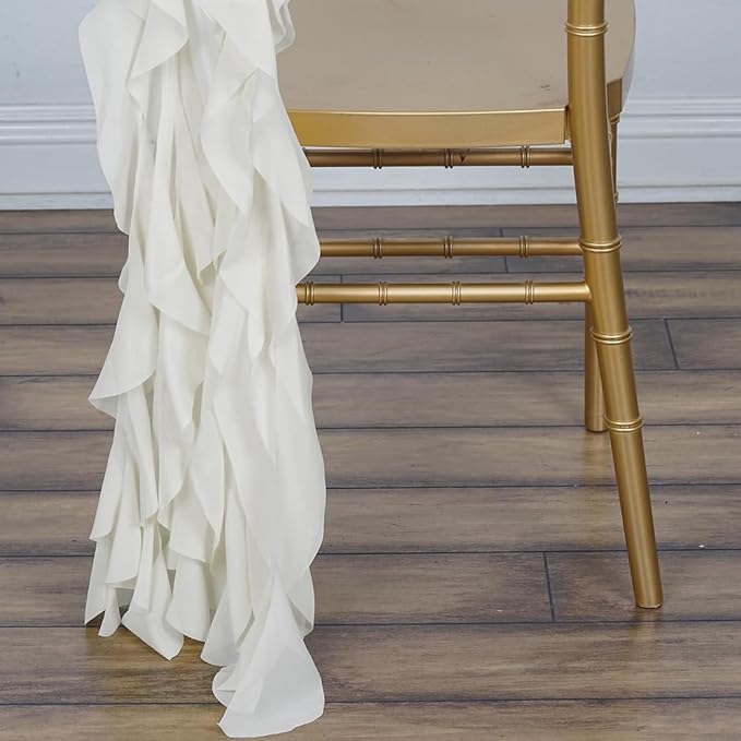 Barcelonetta | Chiffon Fabric | Decoration, Drapery Fabric | Wedding, Gender Reveal, Baby Shower, Birthday | for Arbor, Arch, Canopy, Table and Chair Decoration (Light Ivory, 10 Yards)