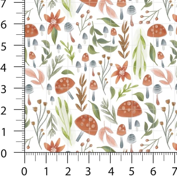 Woodland Patchwork Fabric Panel 100x155 cm – 100% Cotton Satin, 6 Coordinated Forest & Mushroom Prints on One Continuous Sheet for Quilting, Sewing & DIY Crafts(Forest Mushrooms, 6pcs 50x50cm)