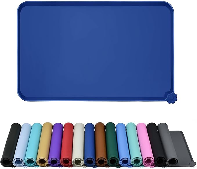 Reopet Waterproof Pet Feeding Mat with High Raised Edges, Heavier and Thicker Placemats for Cat Dog Water Bowl with BPA Free, Dogs Cats Food Mats for Messy Drinkers to Prevent Spill and Protect Floors