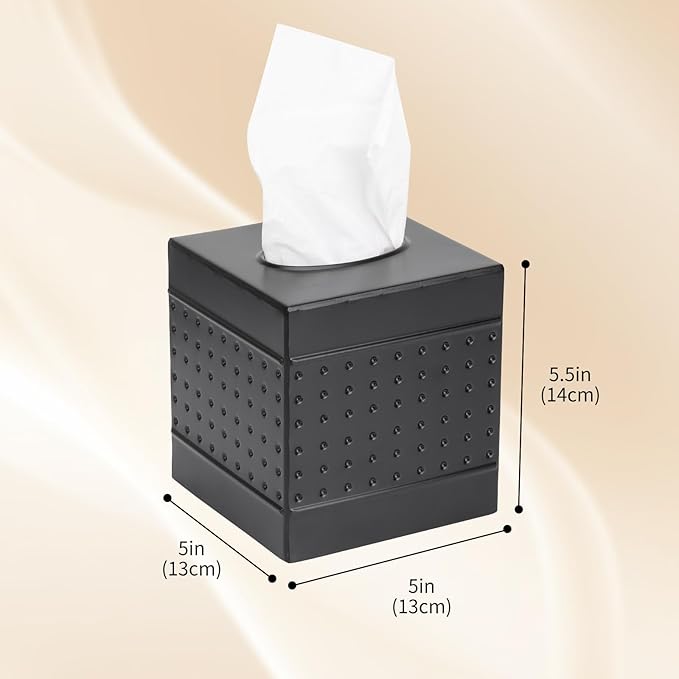 DSNMYO Industrial Style Tissue Box Cover, Tissue Holder, Square Box Covers,for bedrooms, Offices, bathrooms, Living Rooms etc.(Black)