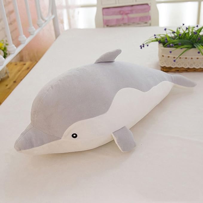 VSFNDB Stuffed Dolphin Animal Plush Toy 20 Inches Gray Large Animal Stuffed Plushies Super Soft Cute Cuddly Pillow Cushion Stuff Dolls Birthday Gifts for Children Kids Boys Girls Room Decor, 20Inches